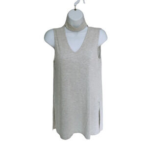 Cupio Halter V-Neck  Sleeveless Top Gray S